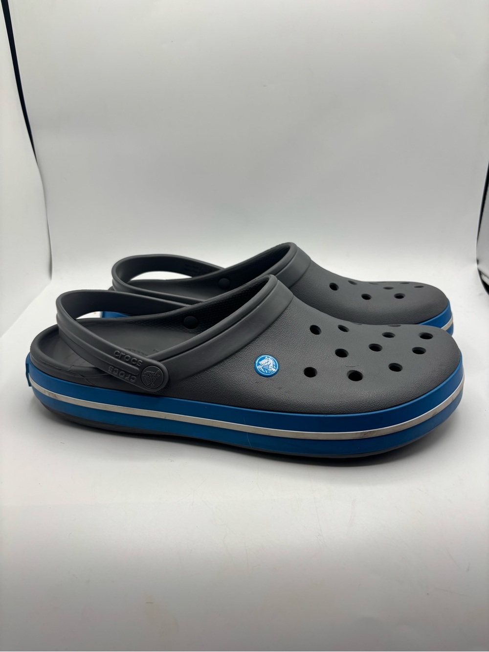 Crocs Crocband Clogs Charcoal Grey Ocean Blue Men’s Size 13